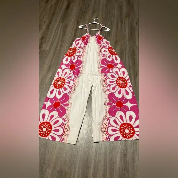 Farm Rio Maia Rope Trim Linen Blend Jumpsuit size Large - Picture 4 of 4